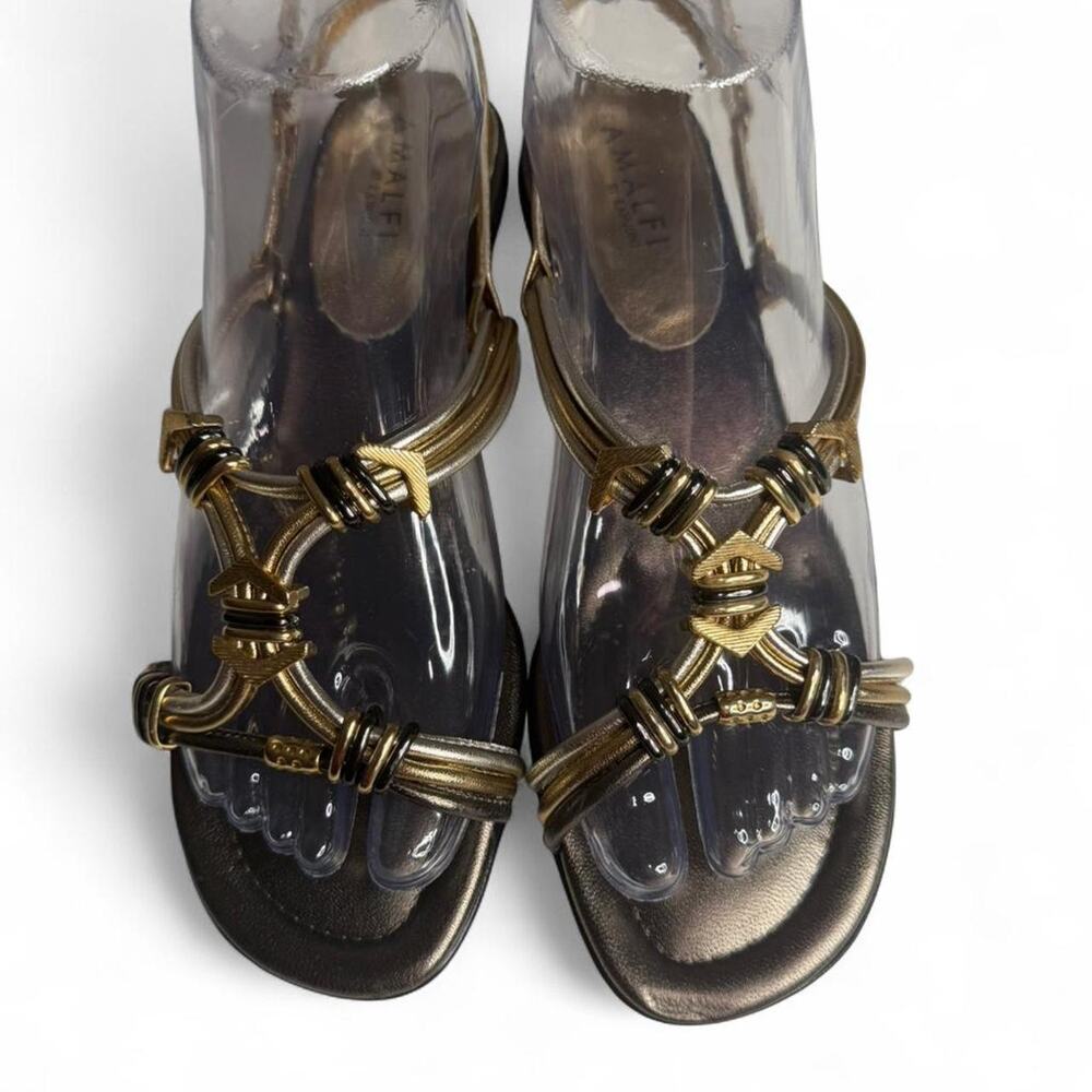 Amalfi by Rangoni‎ gold metallic Italian leather sandals 7.5 Y2K luxe